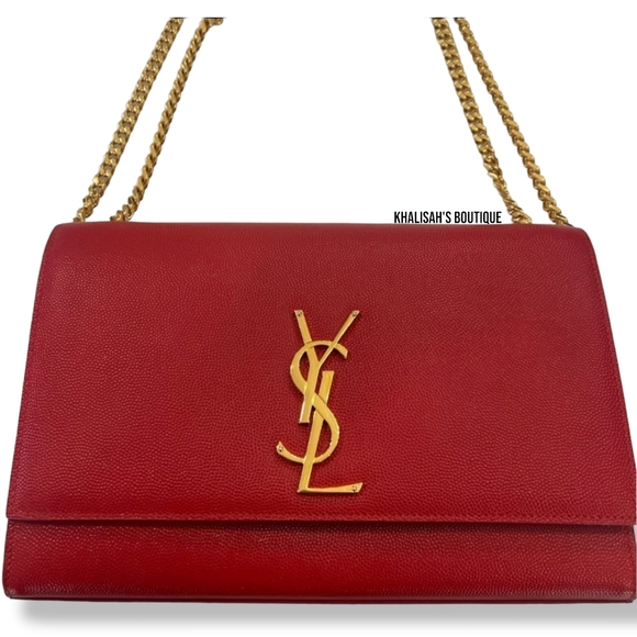 Rare YSL Saint Laurent KATE LARGE CHAIN BAG GRAIN POUDRE EMBOSSED LEATHER - Picture 10 of 17